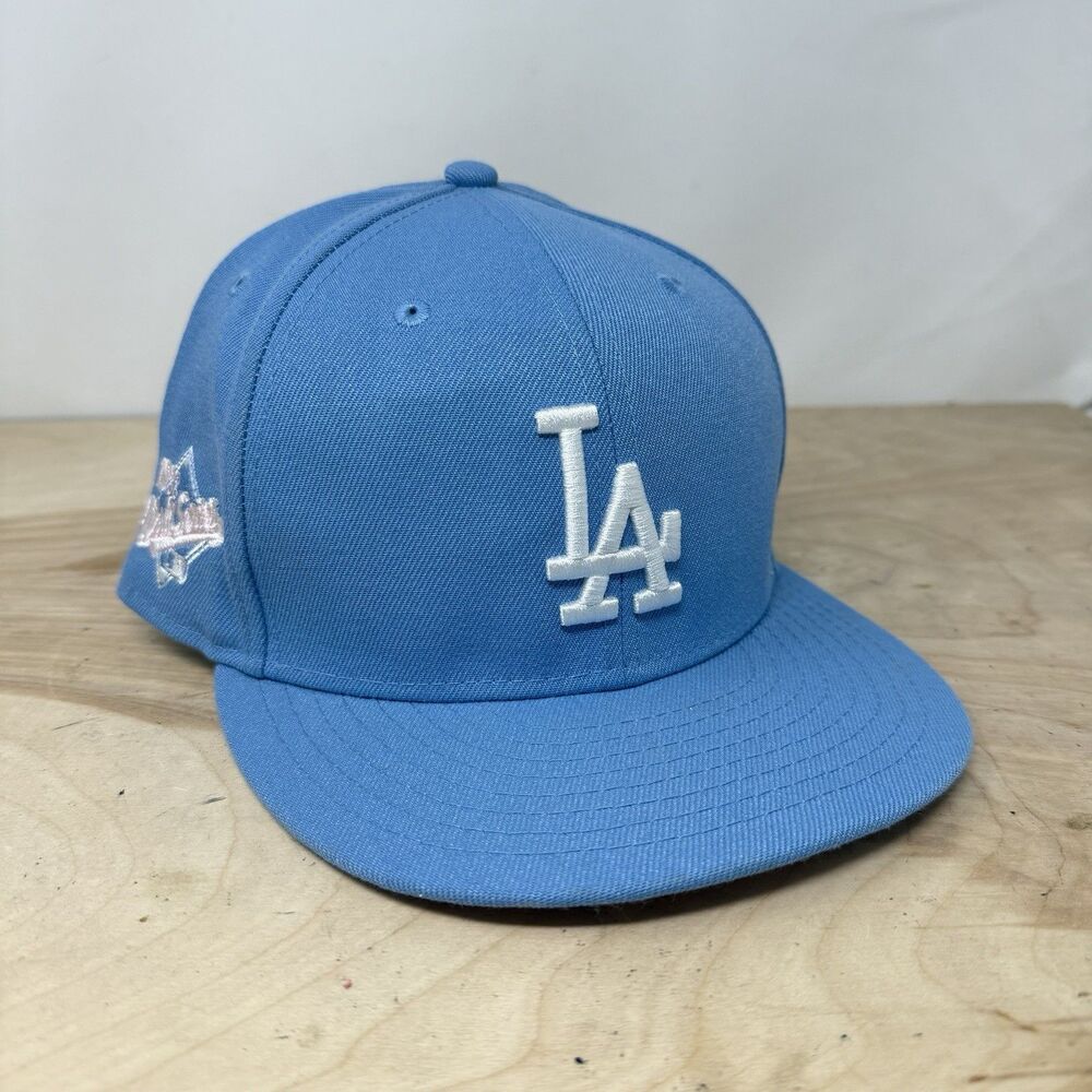 LA Dodgers New Era 59fifty Baby Blue & Pink 7 5/8 Hat “World Series 1988 Patch”